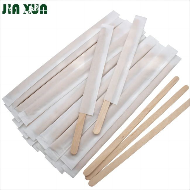 Paper wrapped wooden coffee sticks